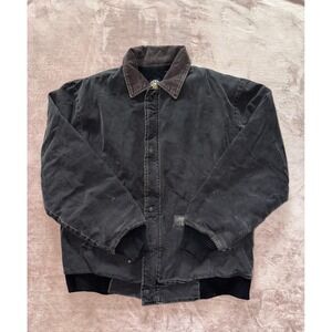 Polar King by Key Mens Chore Jacket Black Canvas Lined Distressed Size XLarge